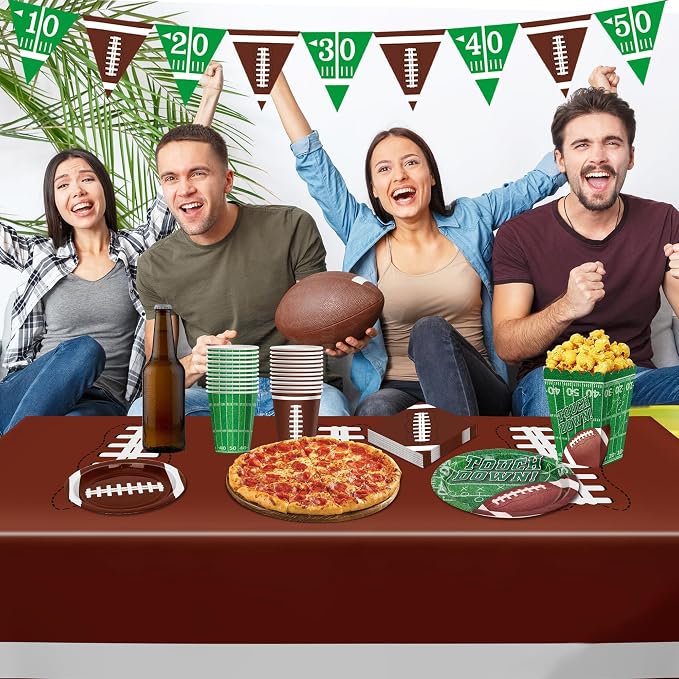 QZYL Football Party Decorations Serve 24, Disposable Football Dinner Plates - Image 6