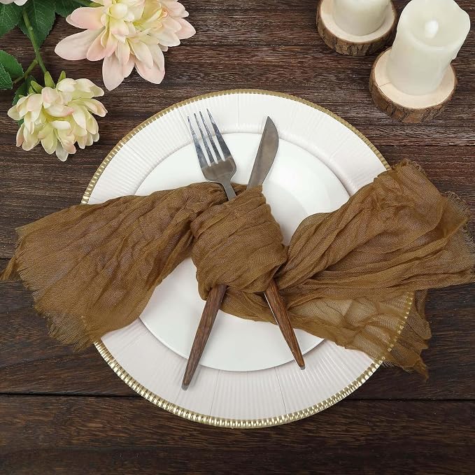 Efavormart 5 Pack 24"x19" Taupe Matte Gauze Cheesecloth Napkins, Neutral Soft - Image 6