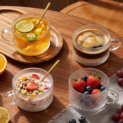 6-Pack Vintage Hobnail Glass Coffee Mugs, 14 oz Tea Cups - Image 6
