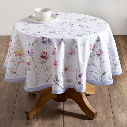 Maison d' Hermine Table Cloth Round Table 100% Cotton 69 Round Inches Tablecloth Reusable Decorative for Dining Room Farmhouse Home Valentines Day Decorations Spring Summer - Summer Floral