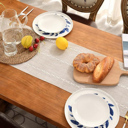 Wracra Rustic Linen Table Runner, Light Coffee Table Runners 108 inches Long - Image 4