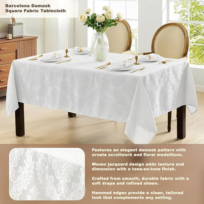 Newbridge Barcelona Luxury Damask Fabric Tablecloth, 70” x 70”, 100% Polyester - Image 3