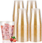 Goodluck 10 oz 100 PCS Gold Glitter Plastic Cups, Disposable Glitter Cups, Elegant Plastic Cocktail Glasses, Fancy Party Cups for Wedding, Birthday, Holiday