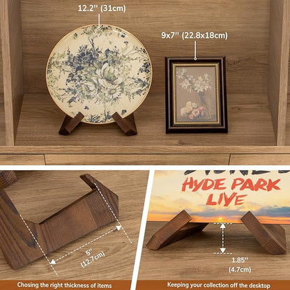 Bowl Stands for Display, 6.5 Inch Plate Holder, Wooden Easel Frame Holder, Display Stand for Large Deep Platters and Dishes, 6.5" H x 8.5" W x 7.8" D (For Bowls under 5" in Depth)