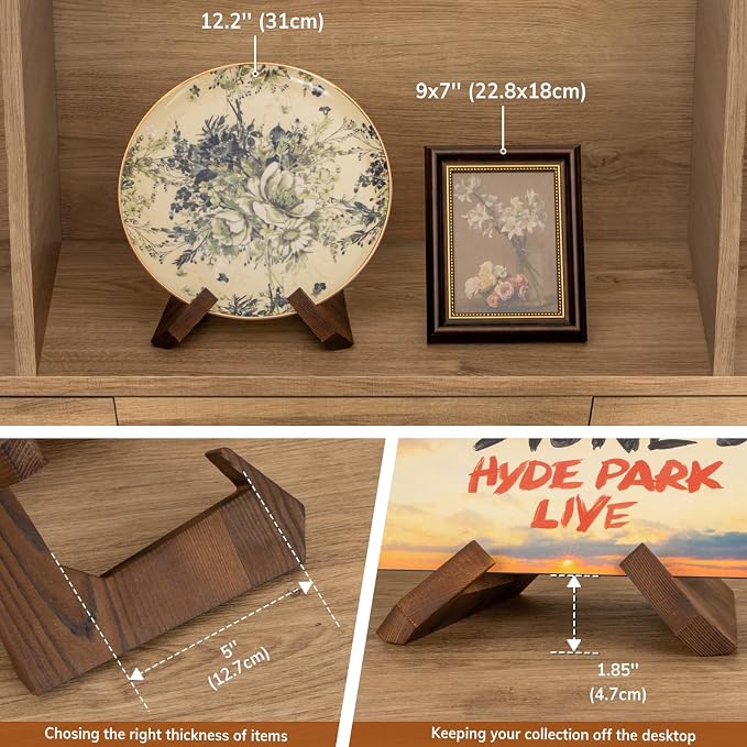 ANBOXIT Bowl Stands for Display, 6.5 Inch Plate Holder, Wooden Easel | Frame - Image 3