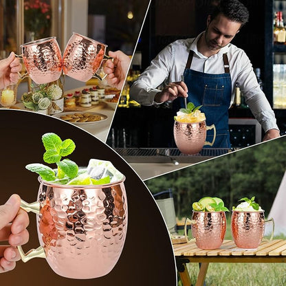 Amrules Moscow Mule Mugs Set of 4, 16 OZ Hammered Copper Cups - Image 6