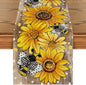 Artoid Mode Wood Sunflower Bee Flower Polka Dot Summer Table Runner, Seasonal by ArtoidMode