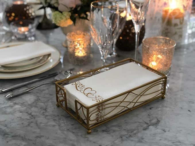 Antique Gold Elegant Sturdy Guest Napkin Holder | Premium Disposable Paper Hand - Image 8