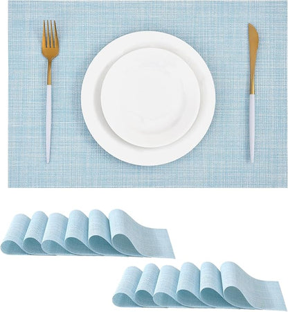 Leetaltree Soft Sky Blue Woven Placemats Set of 12 by Leetaltree-ArtatEveryTable
