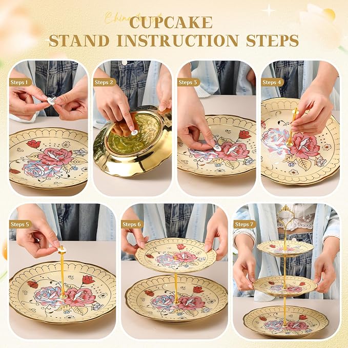 21 Pcs Ceramic Teapot Set Vintage Porcelain Tea Cups - Image 5