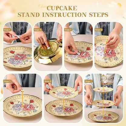 21 Pcs Ceramic Teapot Set Vintage Porcelain Tea Cups - Image 5