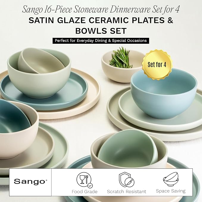 Sango 16-Piece Stoneware Dinnerware Set - Image 2