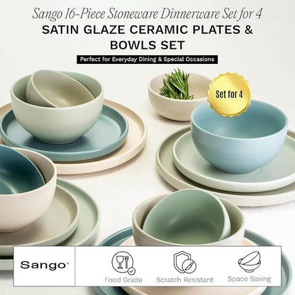 Sango 16-Piece Stoneware Dinnerware Set - Image 2