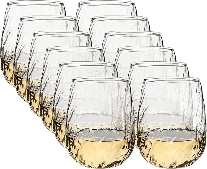 UMEIED 12-Pack Glass Tumbler Set, 16oz Twisted Design | Refractive Spiral by UMEIED