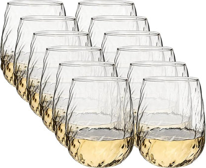 UMEIED 12-Pack Glass Tumbler Set, 16oz Twisted Design | Refractive Spiral by UMEIED
