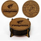 LazerEdge Anderson Trojans Wooden Coaster Set - Cherry Wood - Officially Licensed Product - 4-Pack
