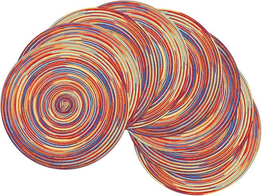 SHACOS Round Braided Placemats Set of 8 Washable 15 inch Round Table Mats by SHACOS