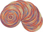 SHACOS Round Braided Placemats Set of 8 Washable 15 inch Round Table Mats Colorful Variegated Woven Place Mats for Dining Table (Rainbow Red, 8)