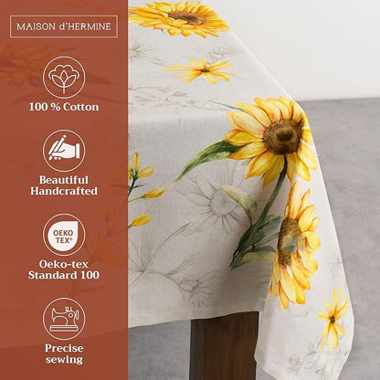 Maison d' Hermine Table Cloth Rectangle Table 100% Cotton 70 x 140 Inches Tablecloth Reusable Decorative for Dining Room Farmhouse Home Valentines Day Decorations Spring Summer - Candice