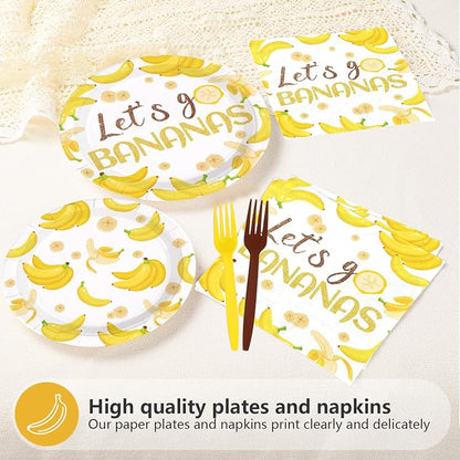 96 Pcs Yellow Banana Themed Party Decorations, Serves 24 | Banana Birthday - Image 3