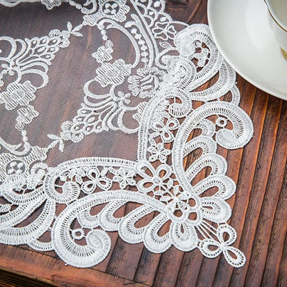 ARTABLE White Lace Table Runner Macrame Vintage Dresser Scarf 10 x 70 Inch | - Image 4