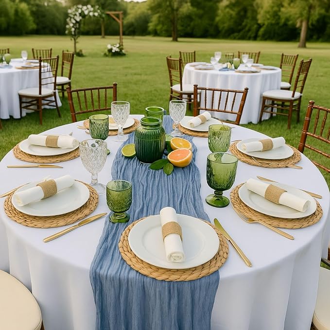 12 Pack Dusty Blue Cheesecloth Table Runner – 10FT Gauze Boho Table Runners - Image 6
