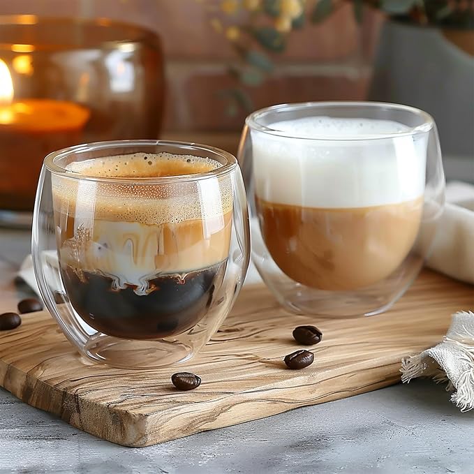 5 Ounces Set of 4 Double Walled Glass Coffee Mugs Insulated Layer Coffee Cups - Image 6