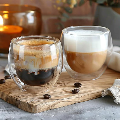 5 Ounces Set of 4 Double Walled Glass Coffee Mugs Insulated Layer Coffee Cups - Image 6