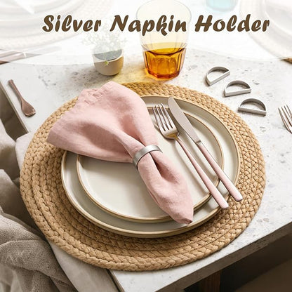 Napkin Rings Set of 6, Metallic Napkin Ring Holder Buckles | Napkin Ring Bulk - Image 2