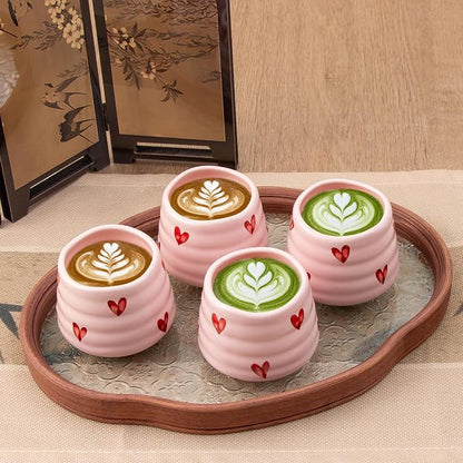 4pcs Japanese Tea Cup Set – Mini Size Cup 5OZ Ceramic Matcha Cup, Handless - Image 6