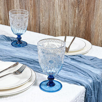 XUWAIDSGN Plastic Vintage Wine Glasses 13.5oz Reusable Embossed Goblet Glasses - Image 5
