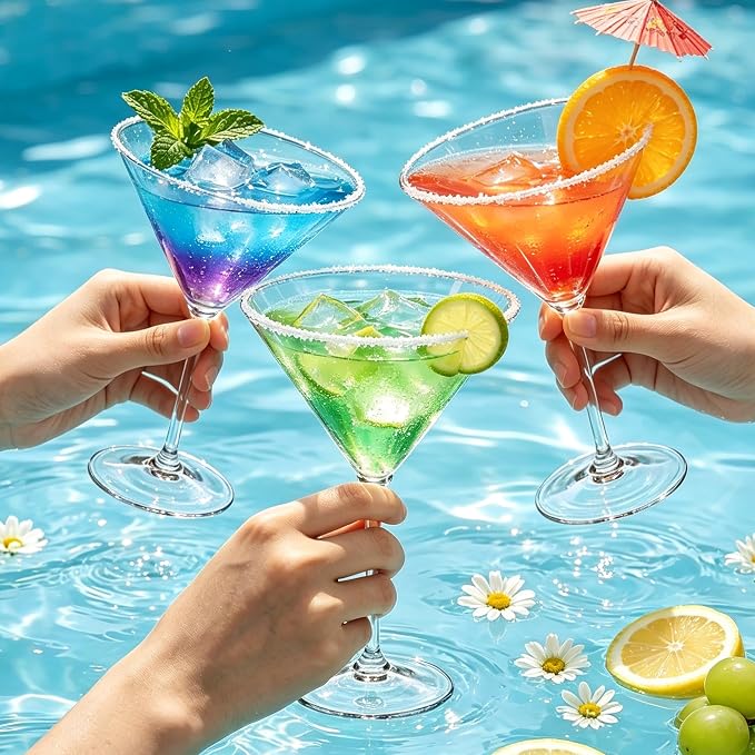 Plastic Martini Glasses Set of 12, 9 oz Clear Cocktail Cups | Unbreakable - Image 6