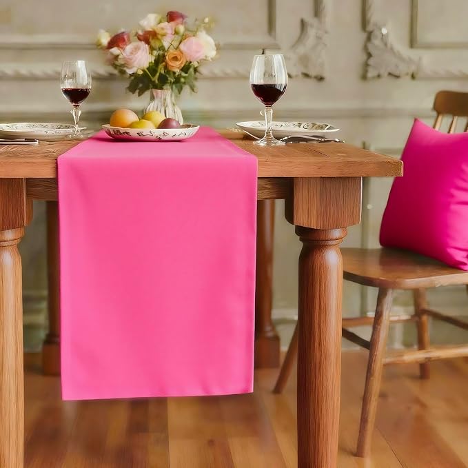 FOLINS&HOME Hot Pink Waterproof Decorative Table Runner 108 Inches Long | by FOLINSHOME