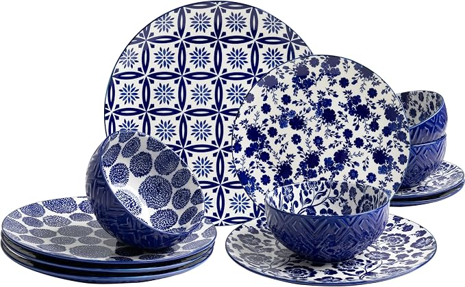 LEHAHA 12 Pieces Modern Porcelain Dinnerware Set，Service by LEHAHA