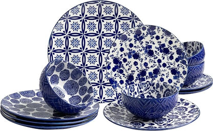 LEHAHA 12 Pieces Modern Porcelain Dinnerware Set，Service by LEHAHA