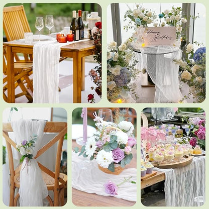 Cheesecloth Table Runner Ivory 10FT Boho Gauze Runner - Image 7