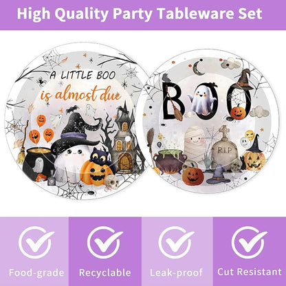 96 Pcs A Little Boo Is Almost Due Halloween Baby Shower Decorations, Ghost - Image 4