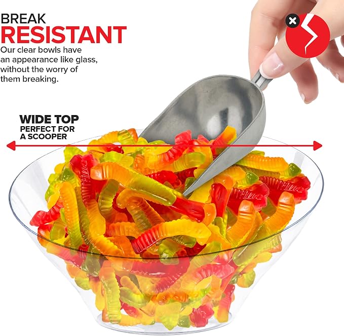 20oz Clear Plastic Serving Bowls Medium Disposable Candy Dishes, Buffet - Image 4