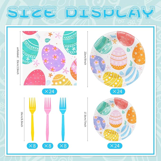 96 Pieces Easter Day Tableware Set Party Supplies - Image 2