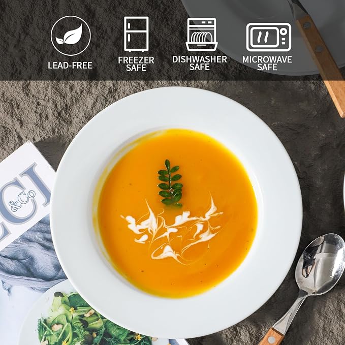 Ceramic Soup Bowls Shallow Plates, Halloween 4 Pack White Dinner Bowls Plates - Image 5