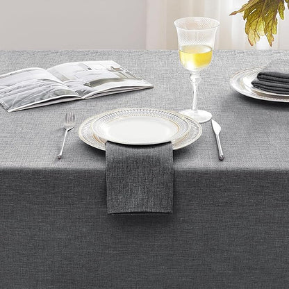 Softalker Large Rectangular Table cloth 120 x 60 inch Grey Linen Textured Tablecloth Outdoor Waterproof, Stain and Wrinkle Resistant, Extra Lang Table Cloths for 6/8 foot Rectangle Tables Decor Garden