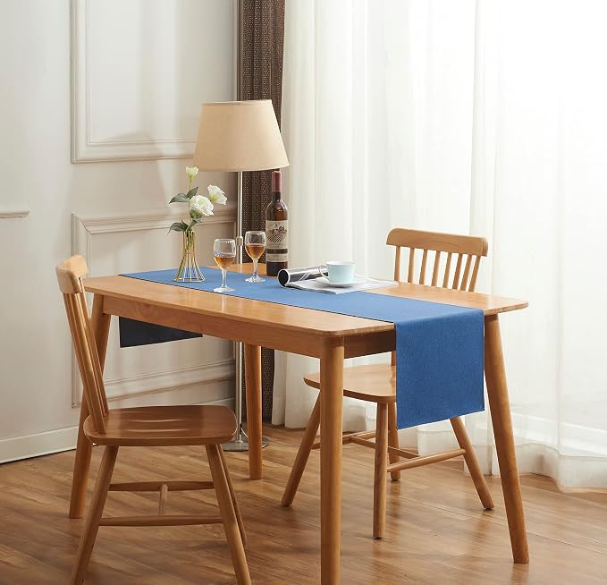 Vintage Blue Cotton Table Runner 13 x 72 in Long Farmhouse Style | Blue Table - Image 4