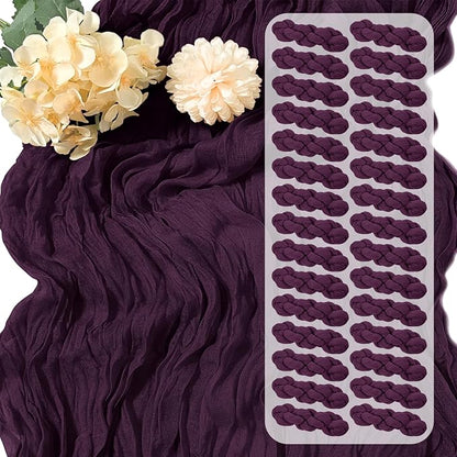 30 Pack Dark Purple Cheesecloth Table Runner 17 x 108 inch Cheese Cloth Table by Yorcari