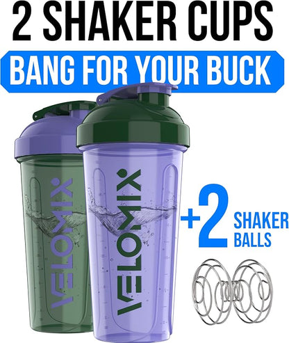 VELOMIX 2 Pack 28oz Protein Shaker Bottle - Image 2