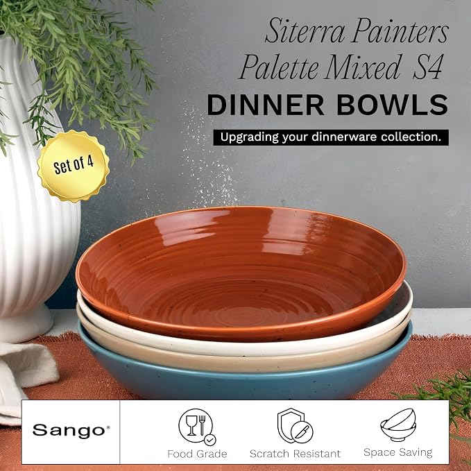 Sango Siterra Painter's Palette Stoneware Pasta Bowls – Pasta & Serving Bowls - Image 2