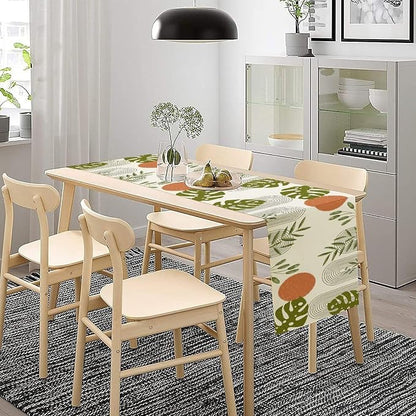 YCness Mid Century Green Boho Table Runner Summer Abstract Modern Palm Tree - Image 4