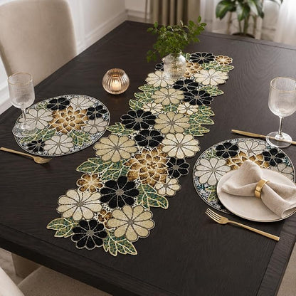 Beaded Table Runner Decore 36 inches Long Christmas Flower Design Beaded Table - Image 7