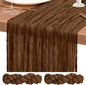 Showgeous 2 Pack Brown Cheesecloth Table Runners Boho Wedding Decor | Rustic by Showgeous