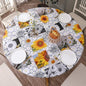 Walrus Round Vinyl Fitted Tablecloth with Flannel Backing Elastic Edge Design Table Cover Waterproof Oil-Proof PVC Table Cloth Stain-Resistant Best for 32"-36" Round