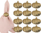 ALPHA Living HOME Set of 12 Pumpkin Napkin Rings Premium Metal Fall Harvest Table Decor Thanksgiving Dinnerware Holders, Autumn & Halloween Table Setting Accessories (Gold)